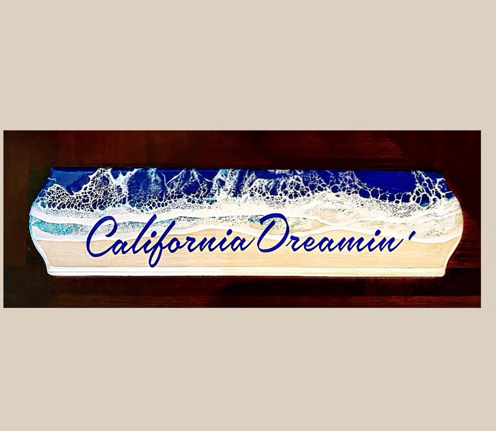 23” California Deamin’ Ocean Resin Art Plaque / Sign