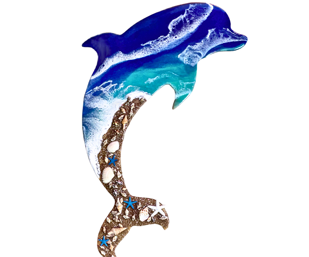 12” Dolphin Ocean Resin Art