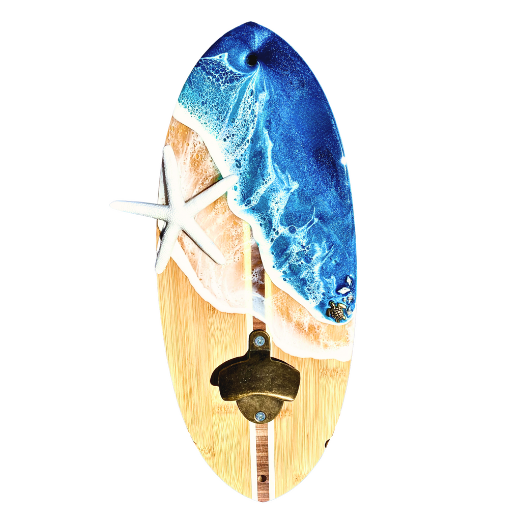 12” Surfboard Bottle Opener Ocean Resin Art