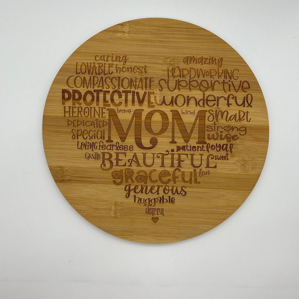 Mom Heart Word Art  - Cutting Board