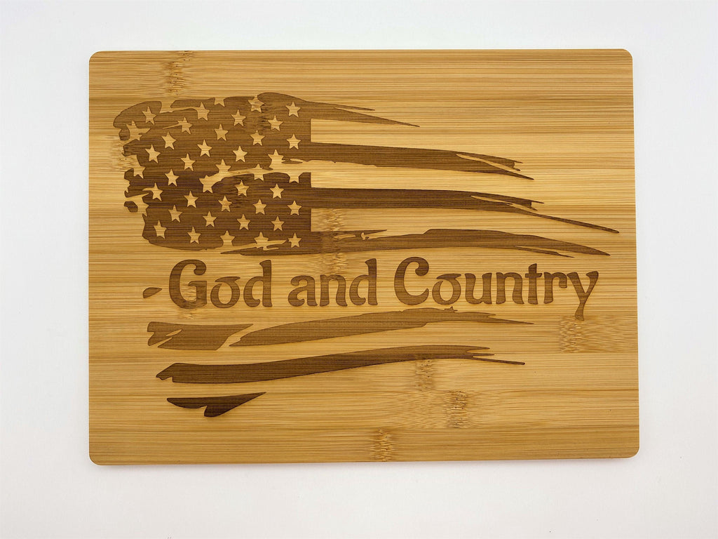 God and Country  - Cutting Board - 4th of July, Memorial Day and Veterans Day