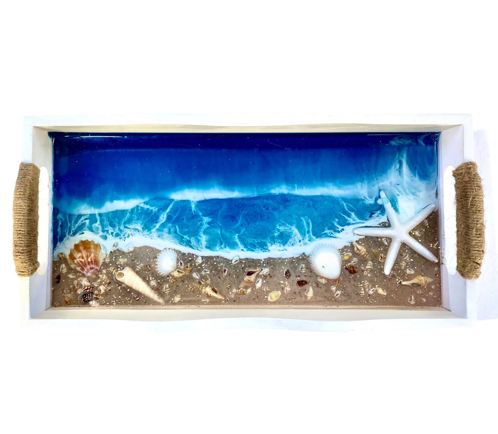 Ocean Resin Art Serving Tray